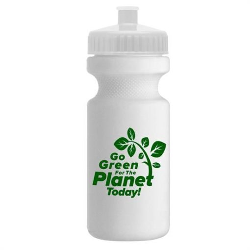 Eco-Cyclist Water Bottle 22oz_white-white-green-imprint